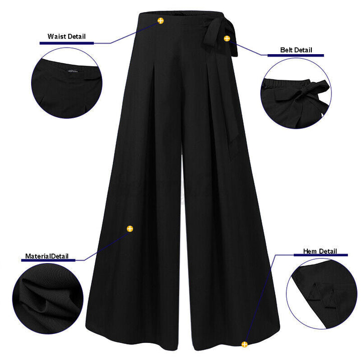 Wide-Leg Work Pants in Plus Sizes-Black A-S-State of Style