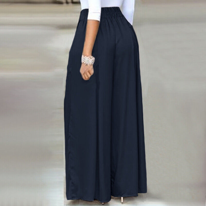 Wide-Leg Work Pants in Plus Sizes-Black A-S-State of Style