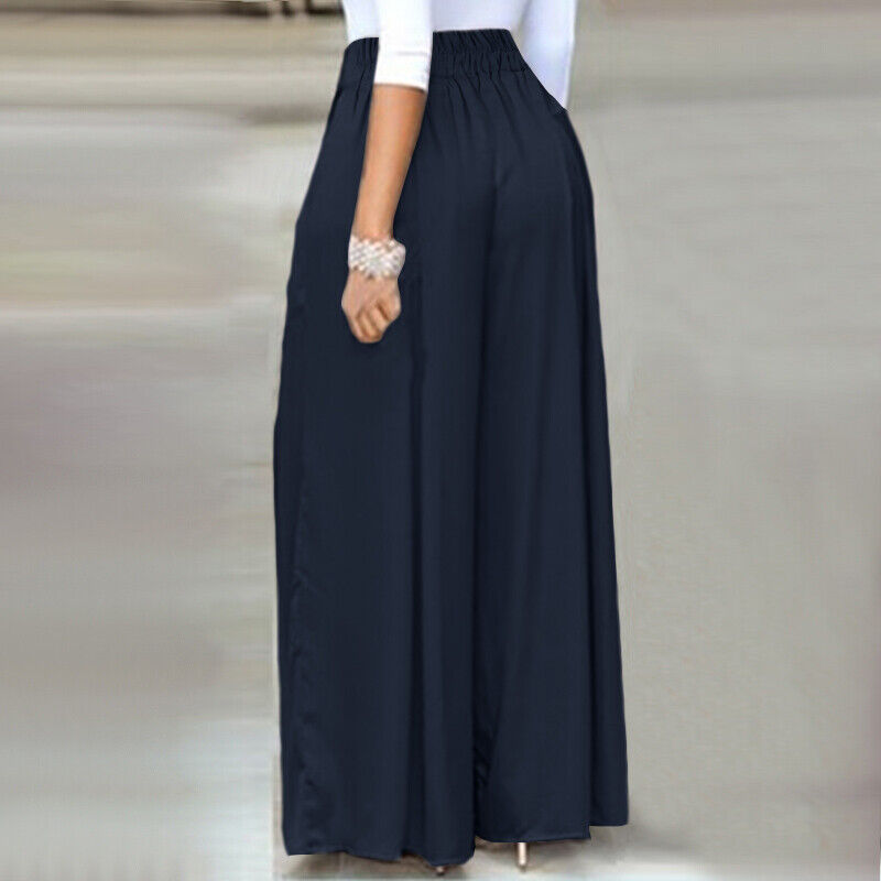 Wide-Leg Work Pants in Plus Sizes-Black A-S-State of Style
