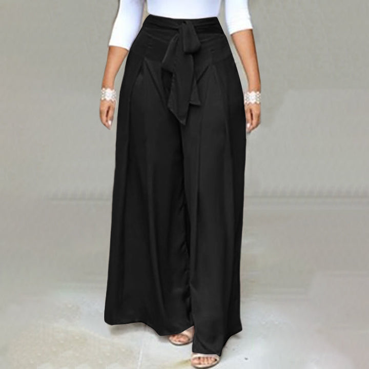 Wide-Leg Work Pants in Plus Sizes-Black A-S-State of Style