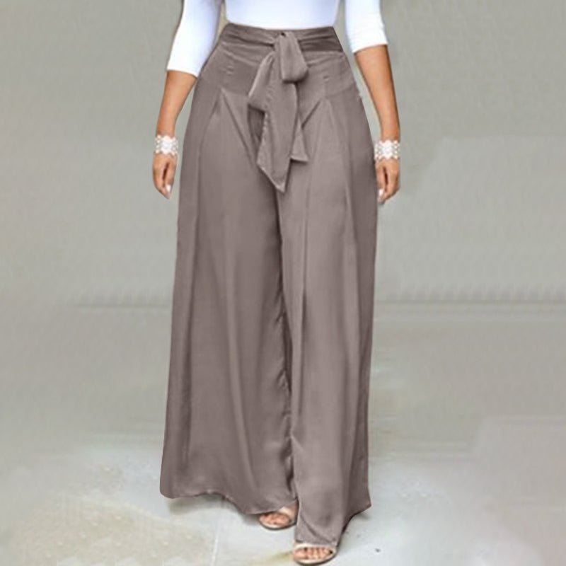 Wide-Leg Work Pants in Plus Sizes-Khaki-S-State of Style