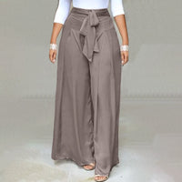 Wide-Leg Work Pants in Plus Sizes-Khaki-S-State of Style