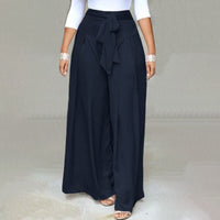 Wide-Leg Work Pants in Plus Sizes-Navy Blue-S-State of Style
