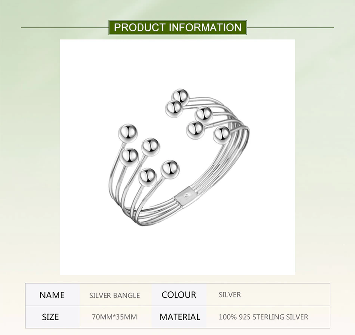 Wide Open Bracelet with Silver Beads-State of Style