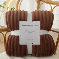 Wide Striped Flannel Fleece Blanket - CozyStripe-Dark Brown-100x150cm-State of Style
