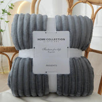 Wide Striped Flannel Fleece Blanket - CozyStripe-Dark Grey-100x150cm-State of Style