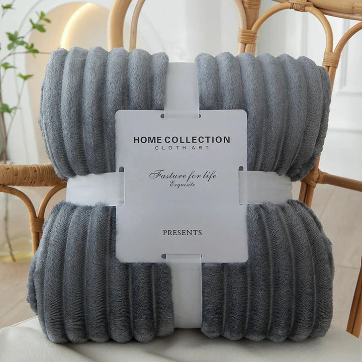 Wide Striped Flannel Fleece Blanket - CozyStripe-Dark Grey-100x150cm-State of Style
