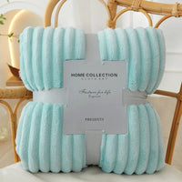 Wide Striped Flannel Fleece Blanket - CozyStripe-Light Blue-100x150cm-State of Style