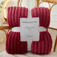 Wide Striped Flannel Fleece Blanket - CozyStripe-Red-100x150cm-State of Style