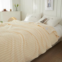 Wide Striped Flannel Fleece Blanket - CozyStripe-Red-100x150cm-State of Style