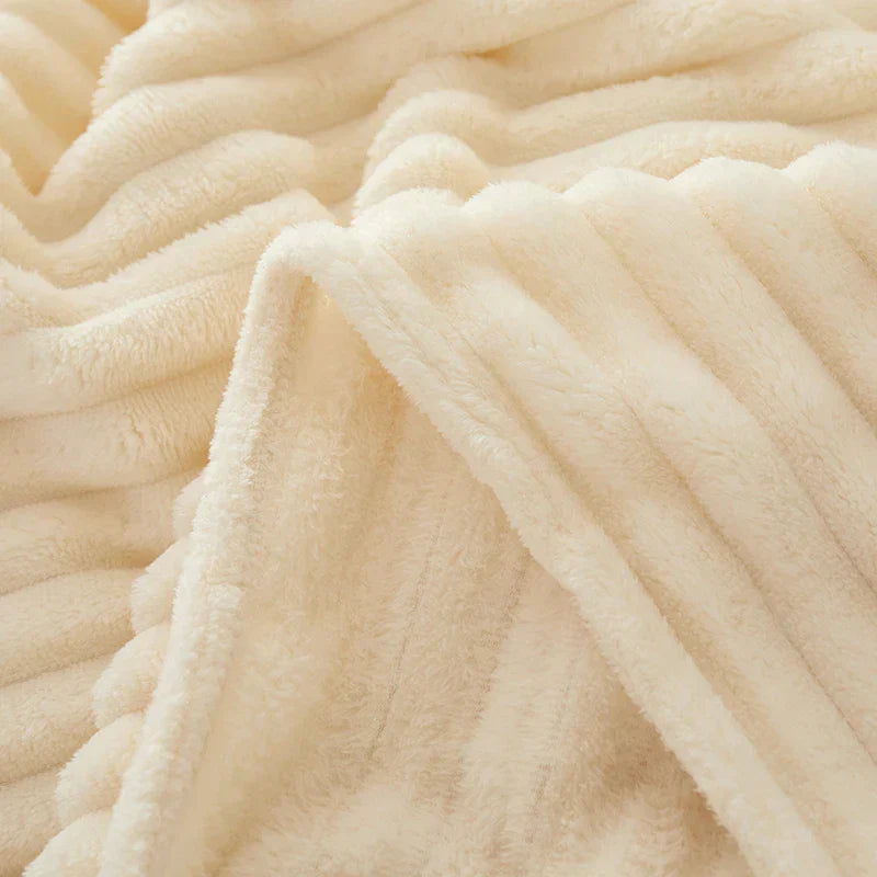 Wide Striped Flannel Fleece Blanket - CozyStripe-Red-100x150cm-State of Style