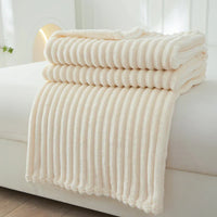 Wide Striped Flannel Fleece Blanket - CozyStripe-Red-100x150cm-State of Style