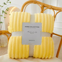 Wide Striped Flannel Fleece Blanket - CozyStripe-Yellow-100x150cm-State of Style