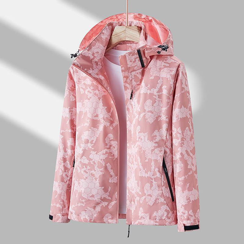Windproof Ladies Jacket with Hood - Ayla-Pink-M-State of Style