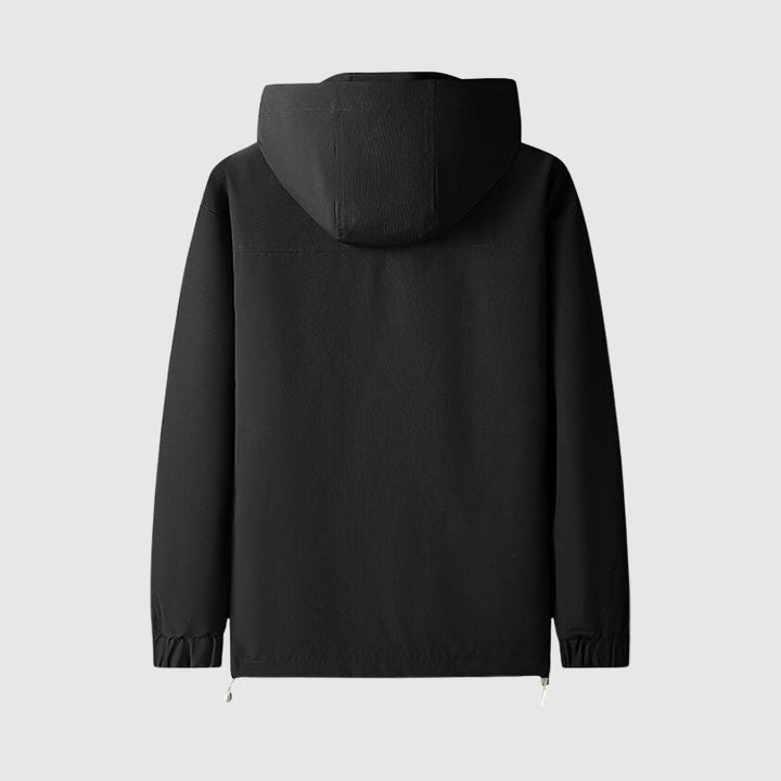 Windproof Men's Jacket with Hood and Zippers - Max-Black-S-State of Style