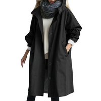 Windproof Women's Trench Coat with Hood - Luna-Black-S-State of Style