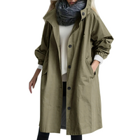 Windproof Women's Trench Coat with Hood - Luna-Green-S-State of Style