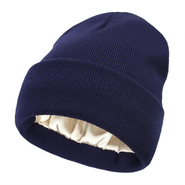 Winter Beanie with Silk Lining - Noor-Blue-State of Style