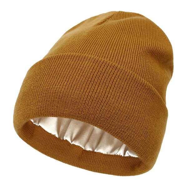 Winter Beanie with Silk Lining - Noor-Brown-State of Style