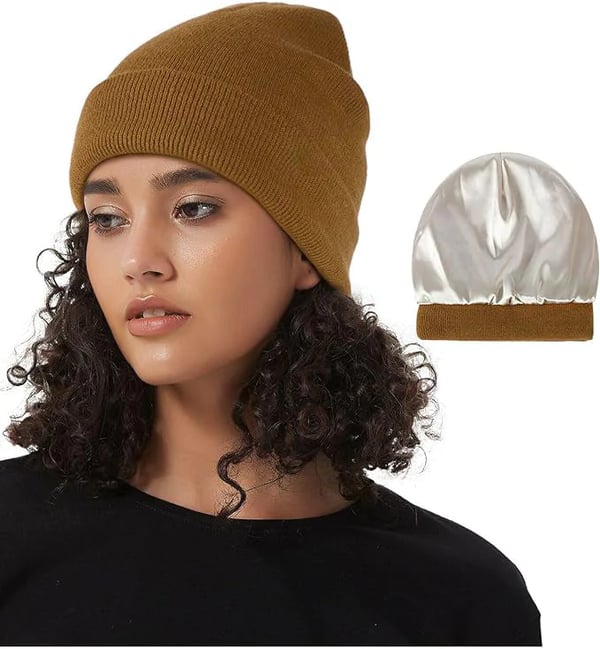 Winter Beanie with Silk Lining - Noor-Brown-State of Style