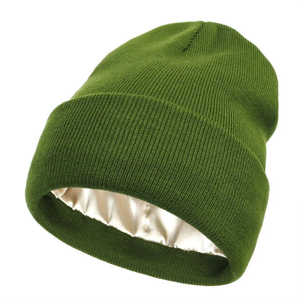Winter Beanie with Silk Lining - Noor-Green-State of Style