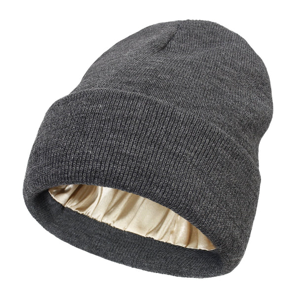 Winter Beanie with Silk Lining - Noor-Grey-State of Style
