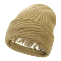 Winter Beanie with Silk Lining - Noor-Khaki-State of Style