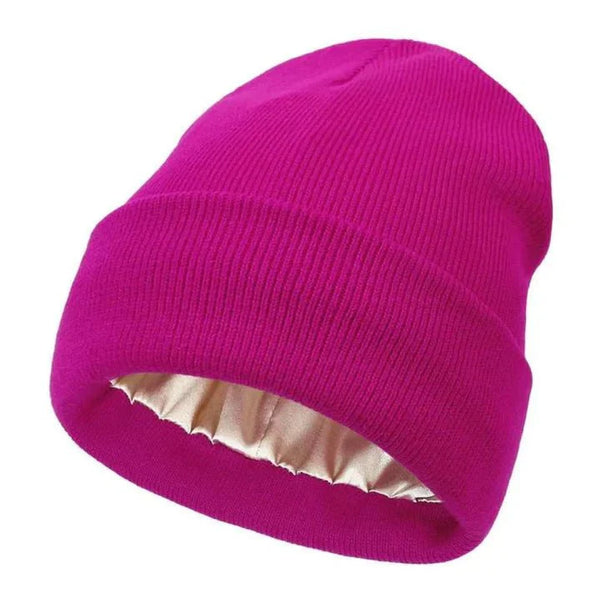 Winter Beanie with Silk Lining - Noor-Magenta-State of Style