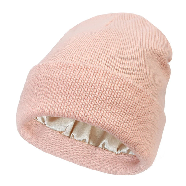 Winter Beanie with Silk Lining - Noor-Pink-State of Style