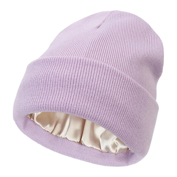 Winter Beanie with Silk Lining - Noor-Purple-State of Style