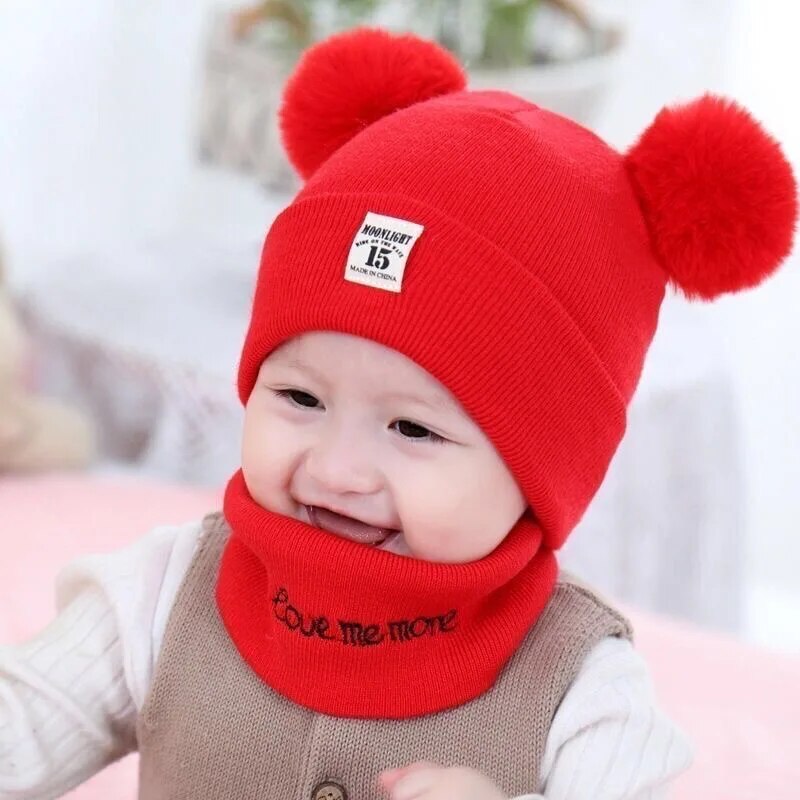 Winter Children's Hat with Pom-Pom-Red-State of Style