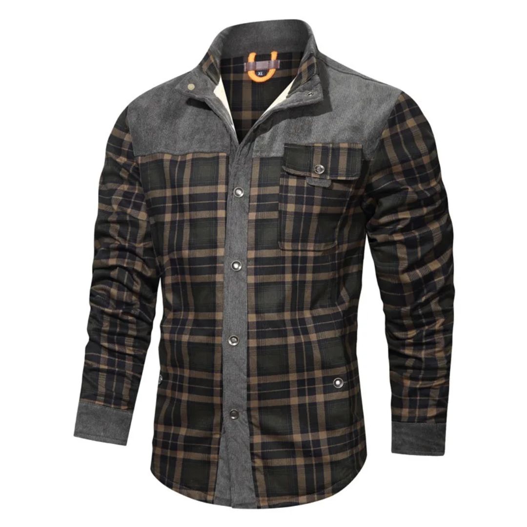 Winter Cotton Shirt Josiah – Business Casual & Warm Outerwear-Grey Green-S-State of Style