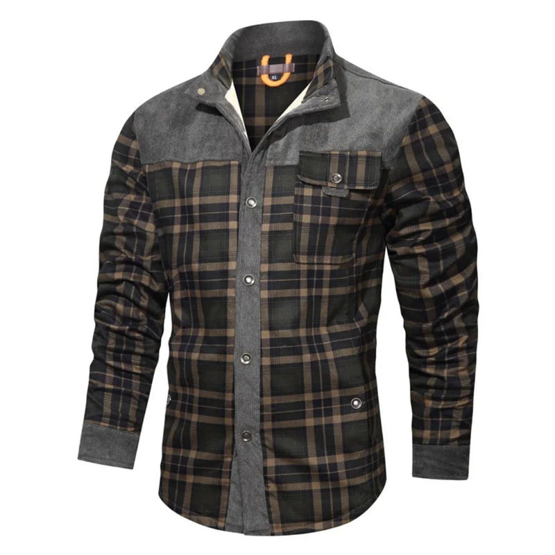 Winter Cotton Shirt Josiah – Business Casual & Warm Outerwear-Grey Green-S-State of Style