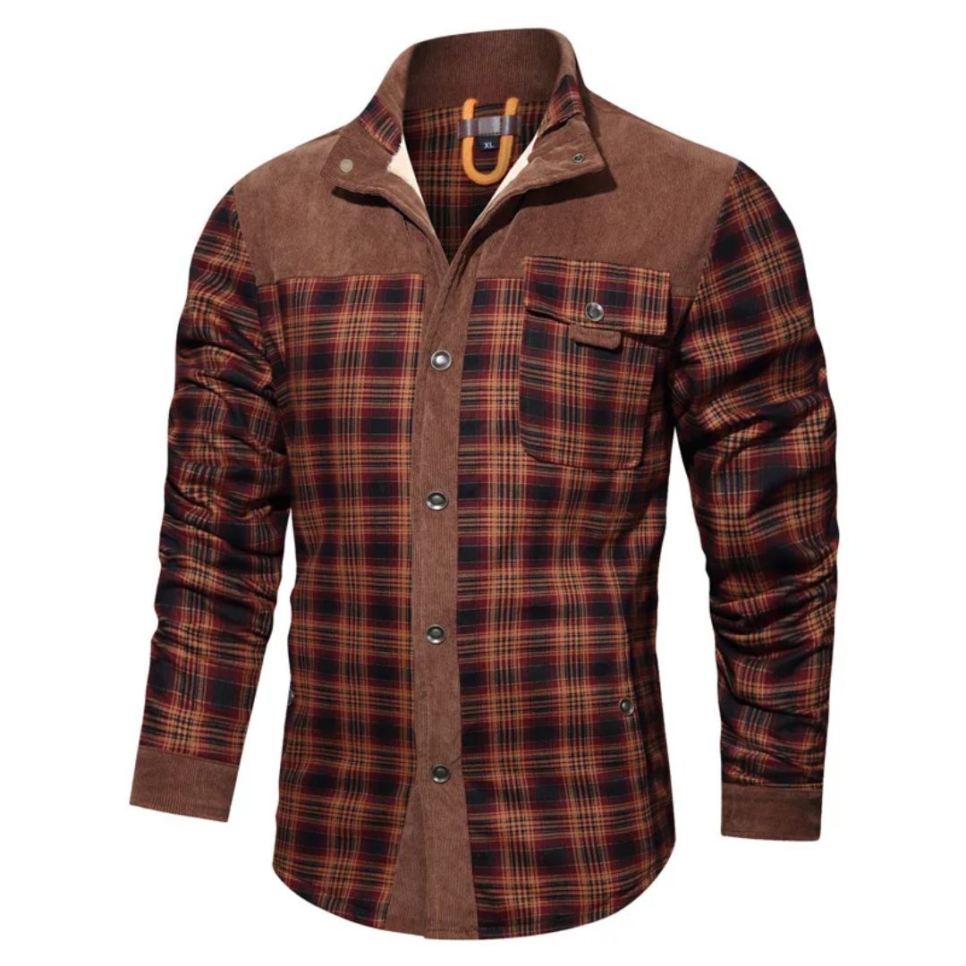 Winter Cotton Shirt Josiah – Business Casual & Warm Outerwear-Khaki Red-S-State of Style