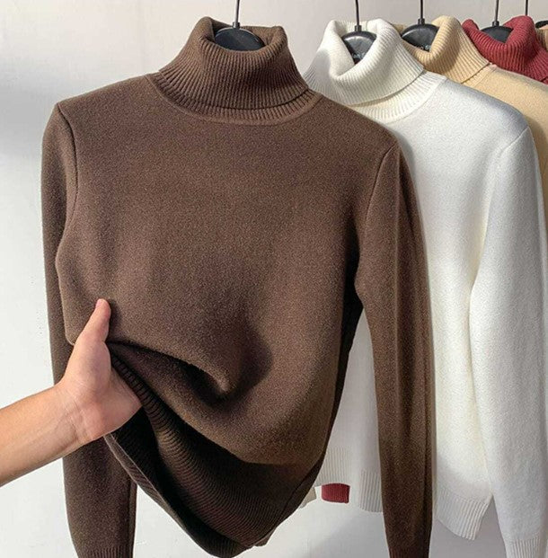 Winter Fleece Knitted Turtleneck – Evelyne-Brown-S-State of Style