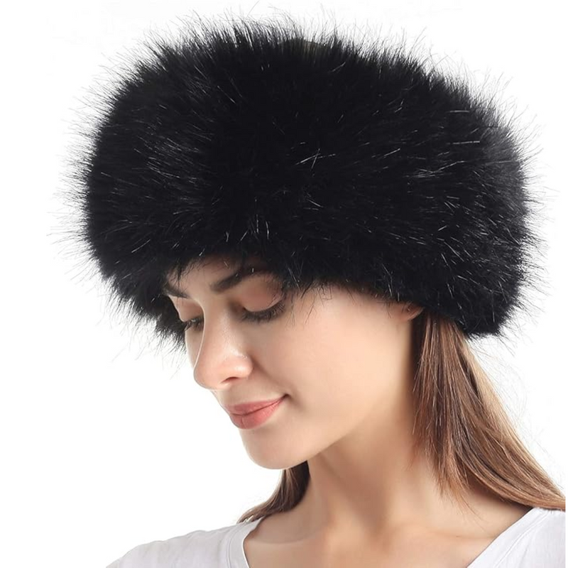 Winter Headband made of Imitation Fur – Olga-Black-State of Style