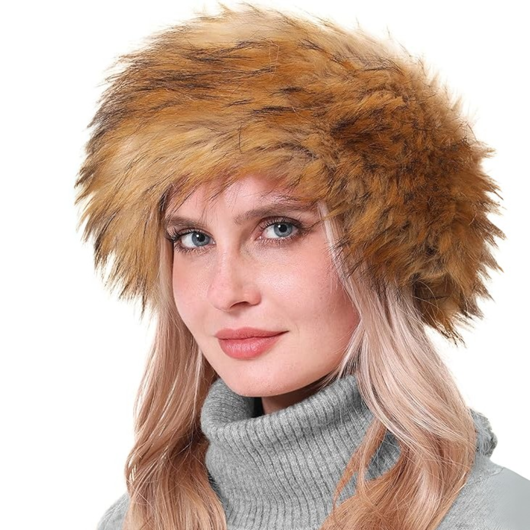 Winter Headband made of Imitation Fur – Olga-Brown with tips-State of Style