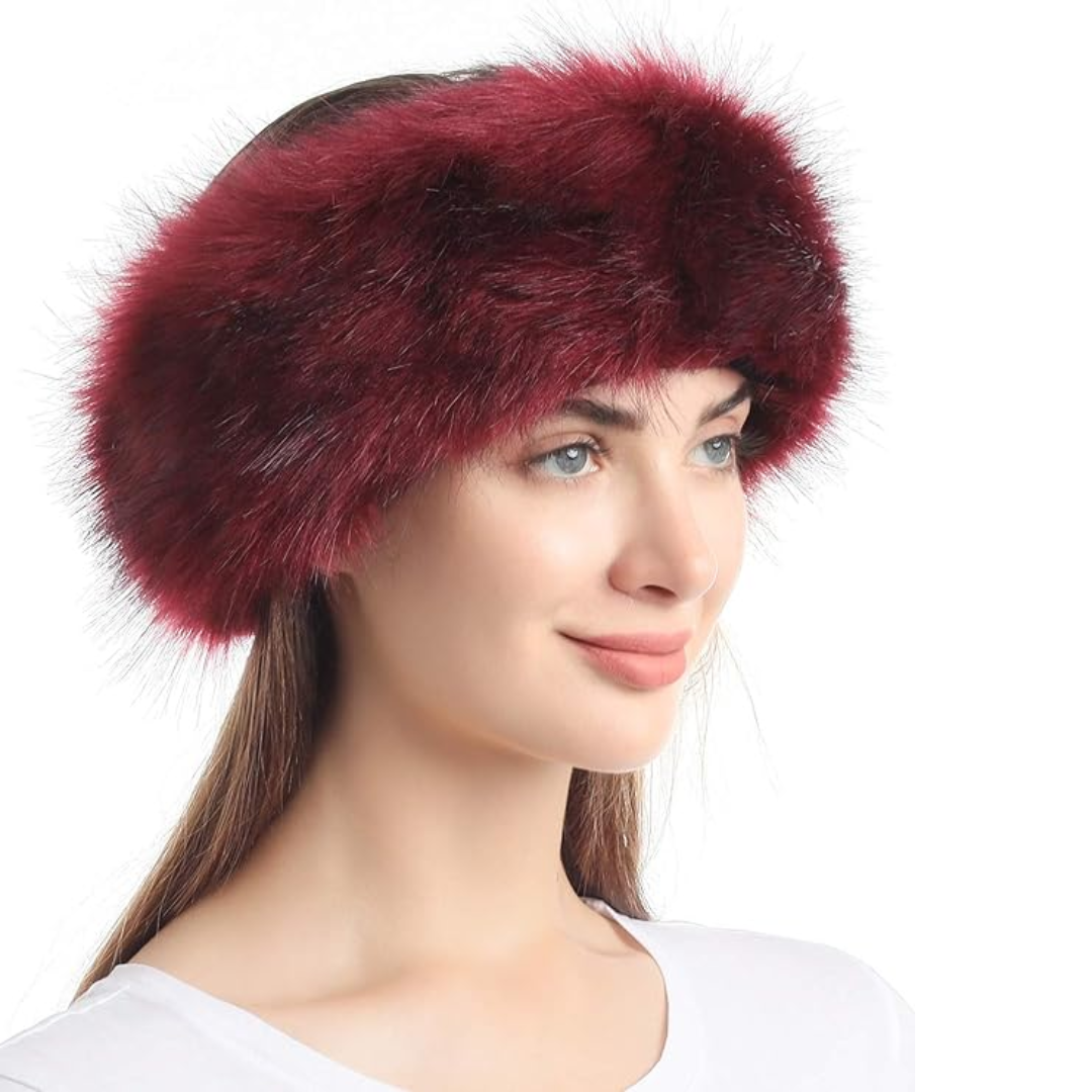 Winter Headband made of Imitation Fur – Olga-Burgundy-State of Style