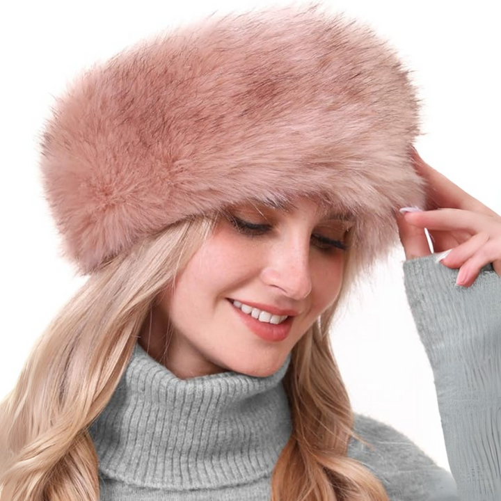 Winter Headband made of Imitation Fur – Olga-Pink-State of Style