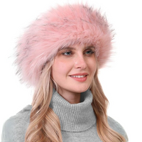 Winter Headband made of Imitation Fur – Olga-Pink with tips-State of Style