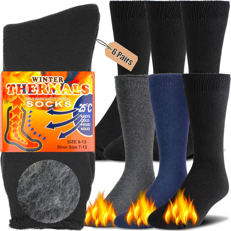 Winter Thermal Boot Socks - HeatGrip-6 pairs of mixed colours-State of Style