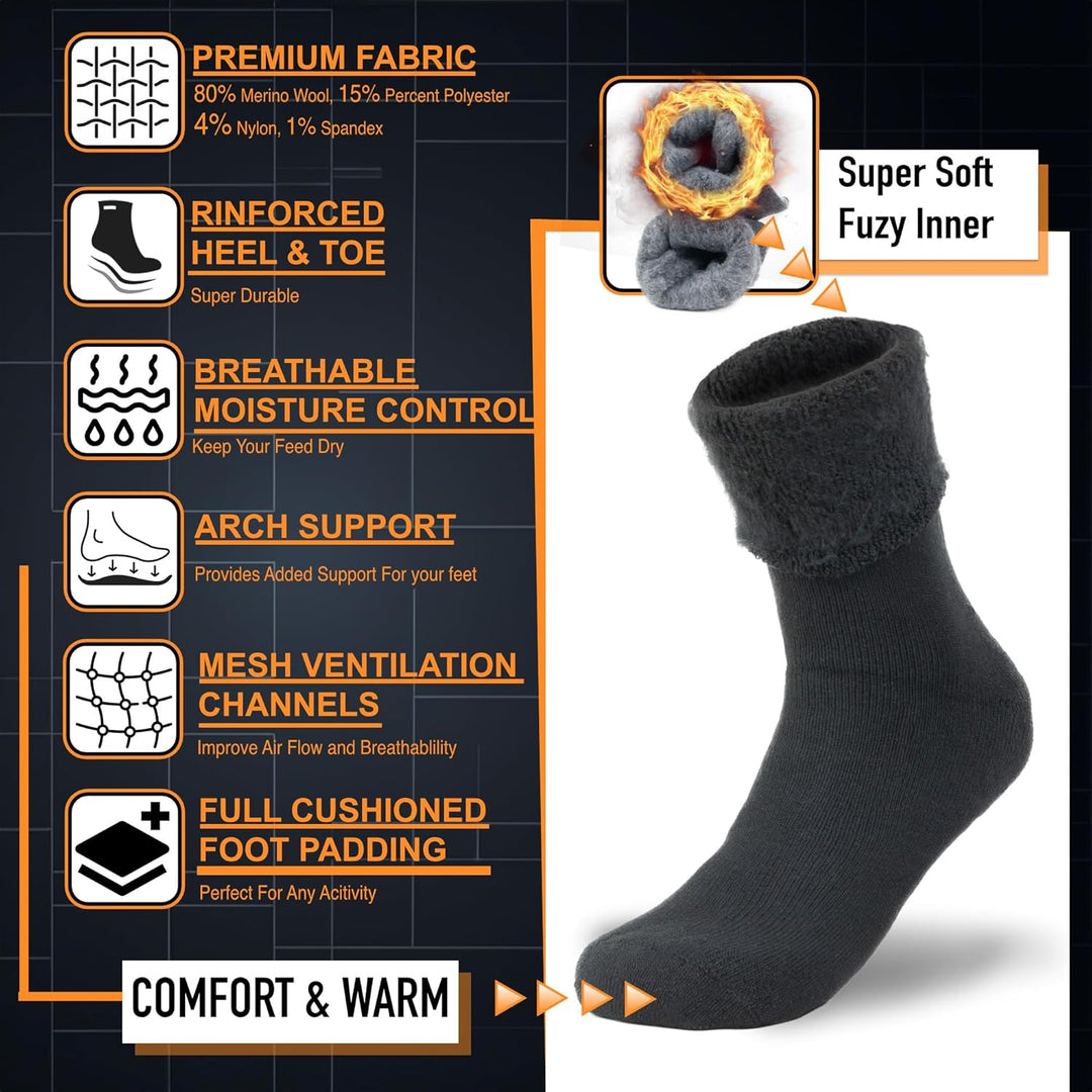 Winter Thermal Boot Socks - HeatGrip-6 pairs of mixed colours-State of Style