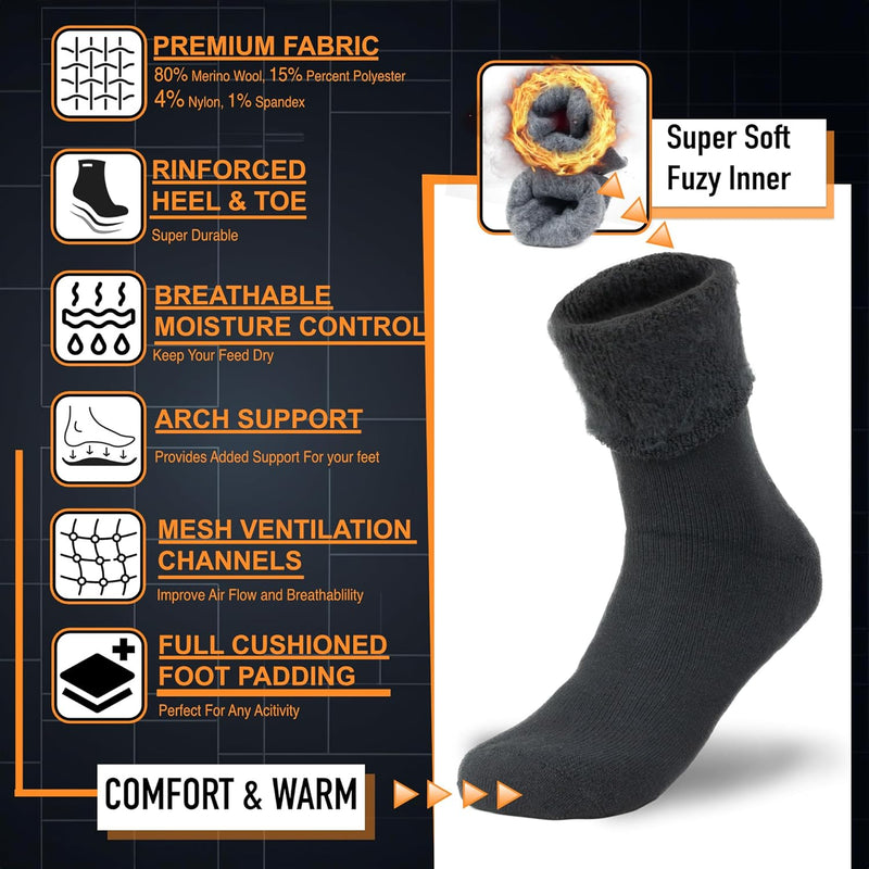 Winter Thermal Boot Socks - HeatGrip-6 pairs of mixed colours-State of Style