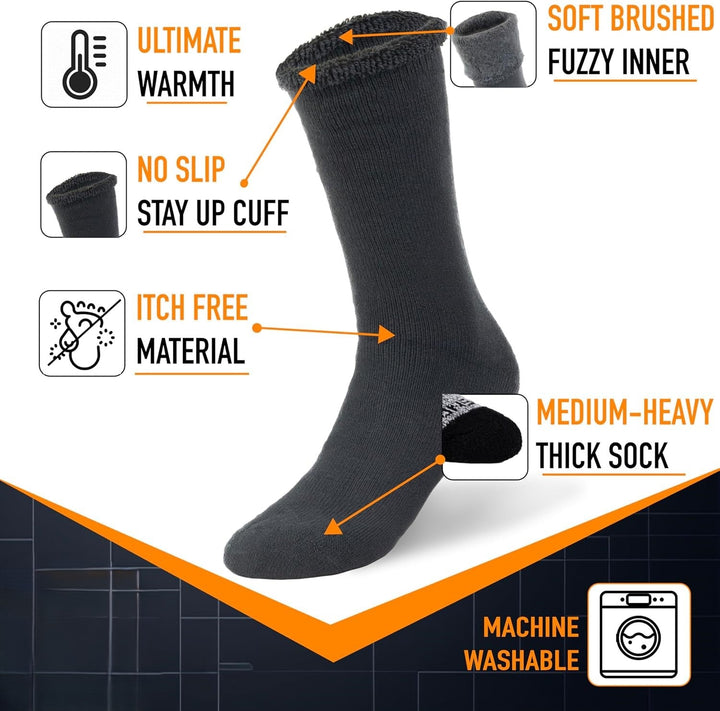 Winter Thermal Boot Socks - HeatGrip-6 pairs of mixed colours-State of Style