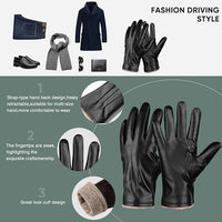 Winter Thermal Touchscreen Leather Gloves - Mason-Black-State of Style