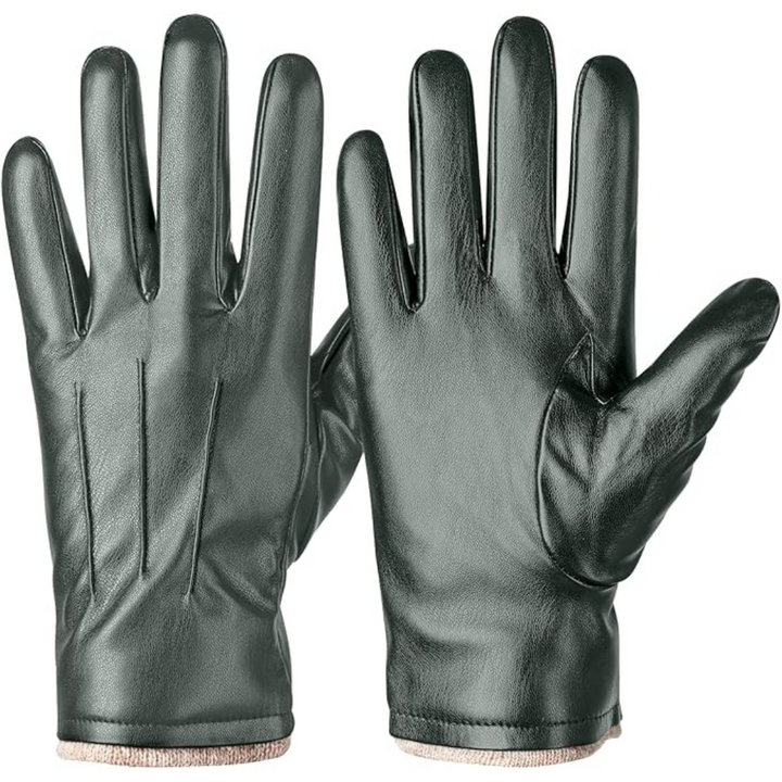Winter Thermal Touchscreen Leather Gloves - Mason-Olive green-State of Style