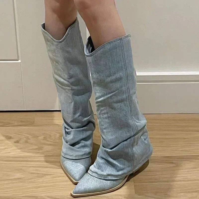 Winterproof Denim Boots - Aurora-Light Blue-4-State of Style