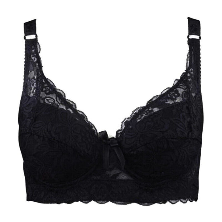 Wireless Lace Bra in Plus Sizes – Seamless and Adjustable Fit-Black-10-B-State of Style