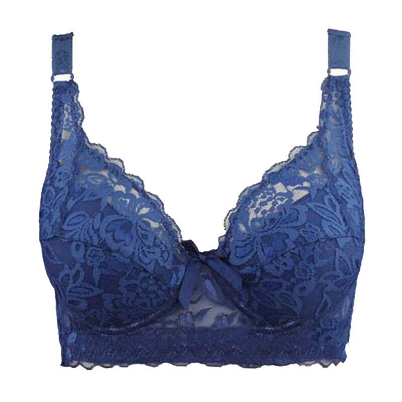 Wireless Lace Bra in Plus Sizes – Seamless and Adjustable Fit-Blue-10-B-State of Style