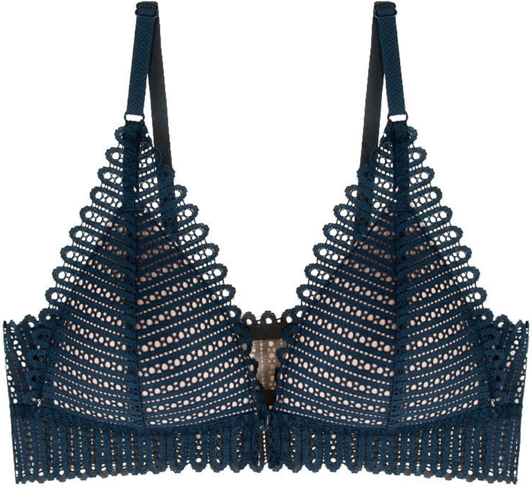 Wireless Plus Size Lace Push-Up Bra – Comfort Meets Elegance-Blue-8AB-State of Style